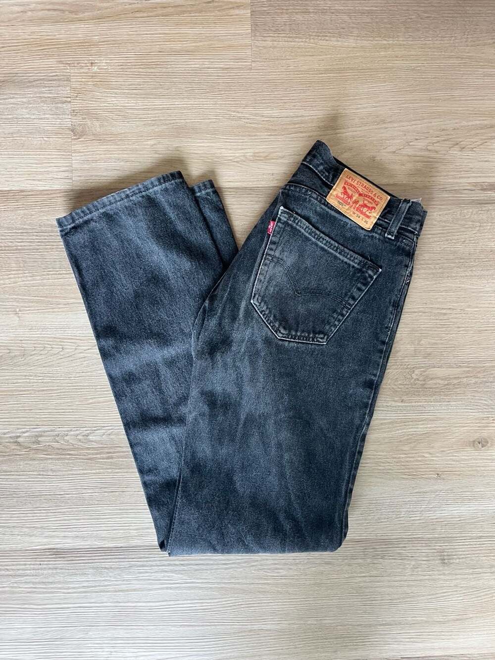 Levi's 505, Y2K Regular Relaxed Fit Straight Leg Jeans Black Denim, 34x36